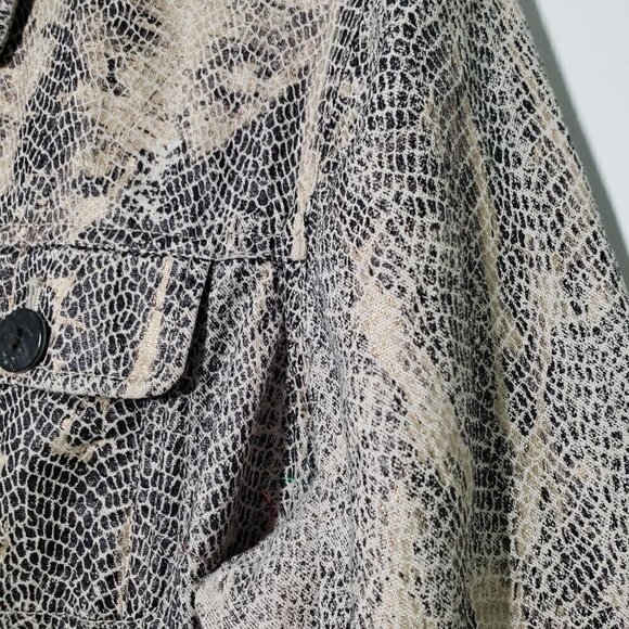Chicos 2 Snakeskin Jacket Lightweight Metallic Linen Blend Womens Large - Picture 3 of 9